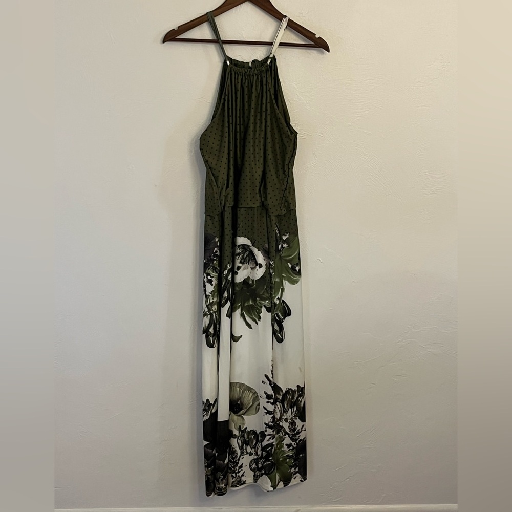 Lily Olive and White Polka Dot Dress